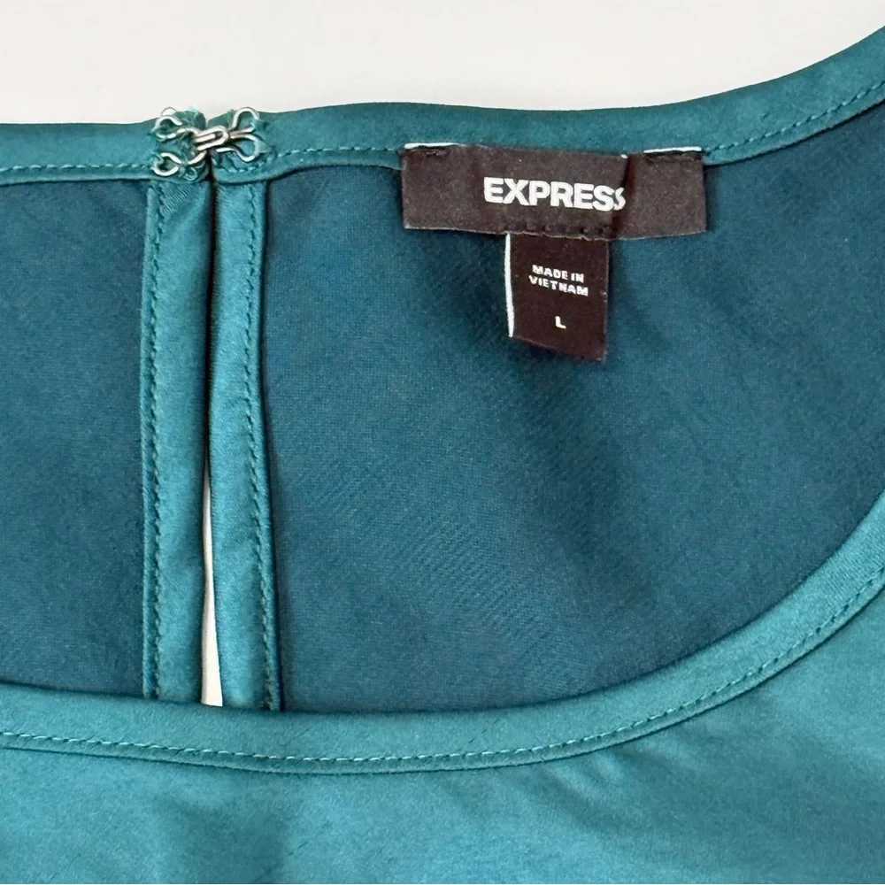 Express Teal Satin Crew Neck Sleeveless Blouse Size Large - Picture 2 of 7